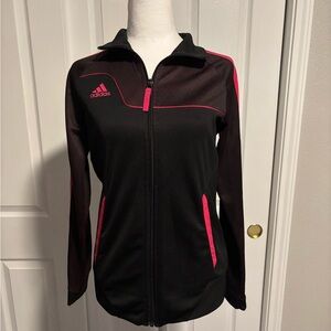 Adidas Women's Black Jacket with Pink Highlights